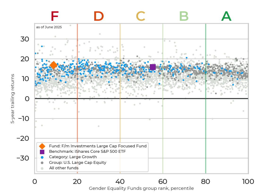 Returns chart for F/m Investments Large Cap Focused Fund