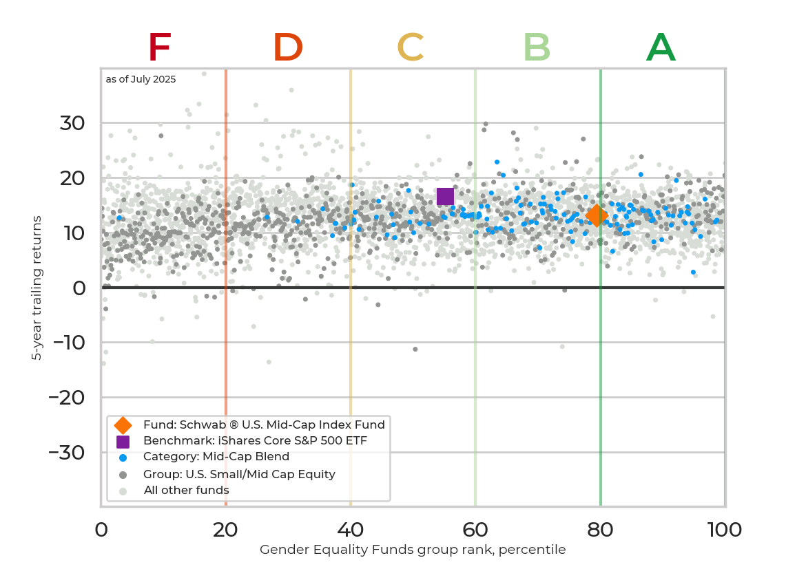 Returns chart for Schwab ® U.S. Mid-Cap Index Fund